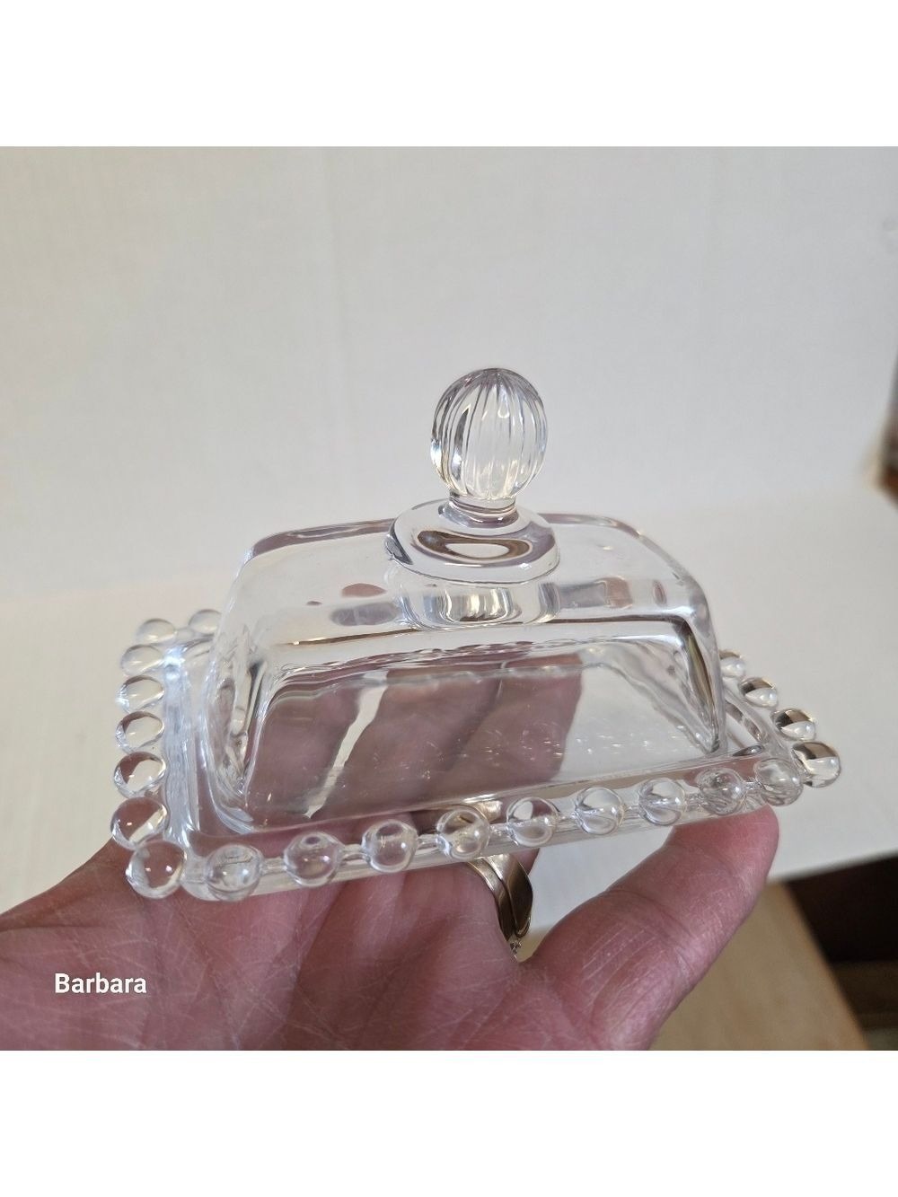Catalina-ware Mini Personal Clear Glass Butter Dish with Lid